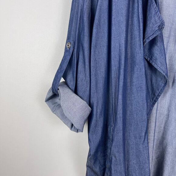 ASTR the Label Women Open Front Chambray Cardigan Jacket Large Blue Lagenlook - Picture 6 of 11